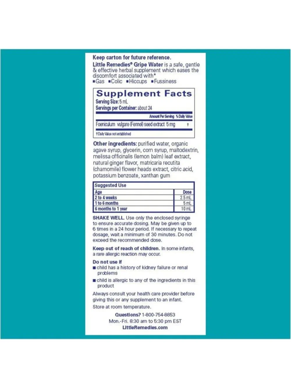 Natural Baby Gripe Water with Chamomile - Gas Relief, No Alcohol or Dyes, 4oz (3
